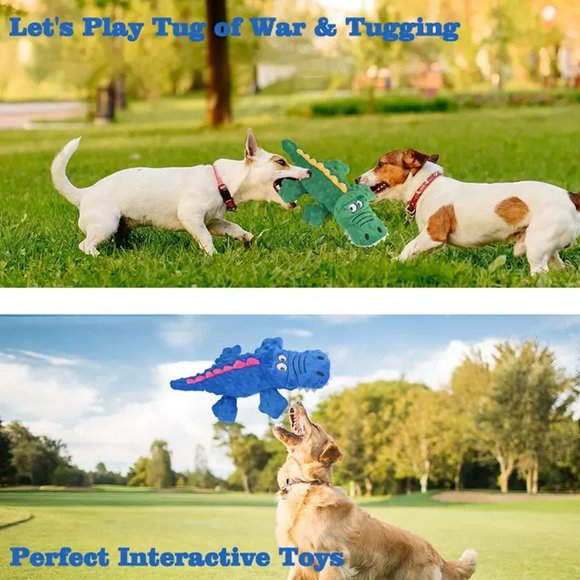 Crocodile Shape Soft Stuffed Plush Dog Chewing Toy - Picture 7 of 13